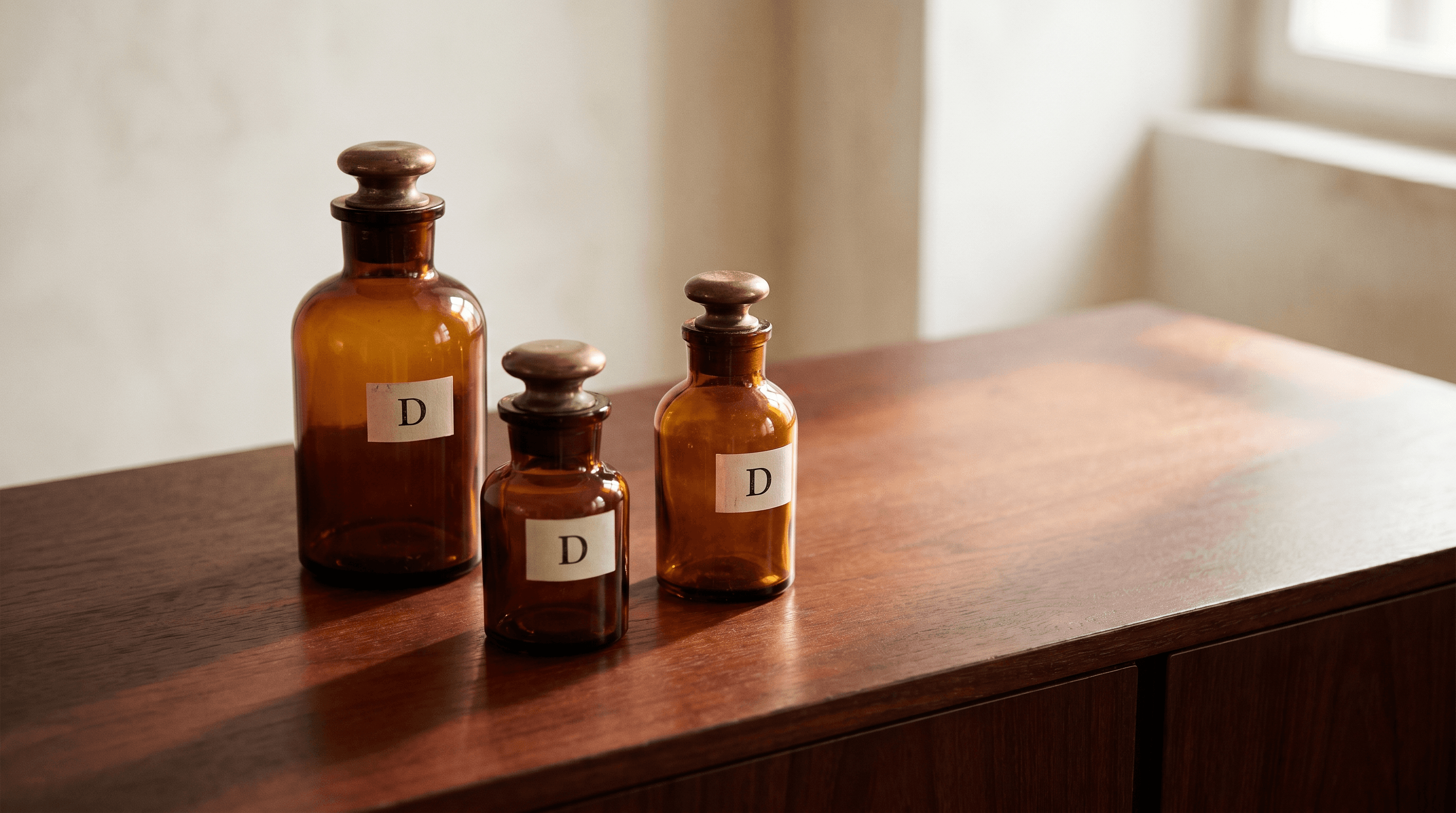 The Devereaux Apothecary — three amber-glass formulations